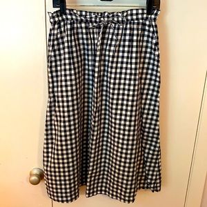 J. Crew Gingham A-Line Midi Skirt